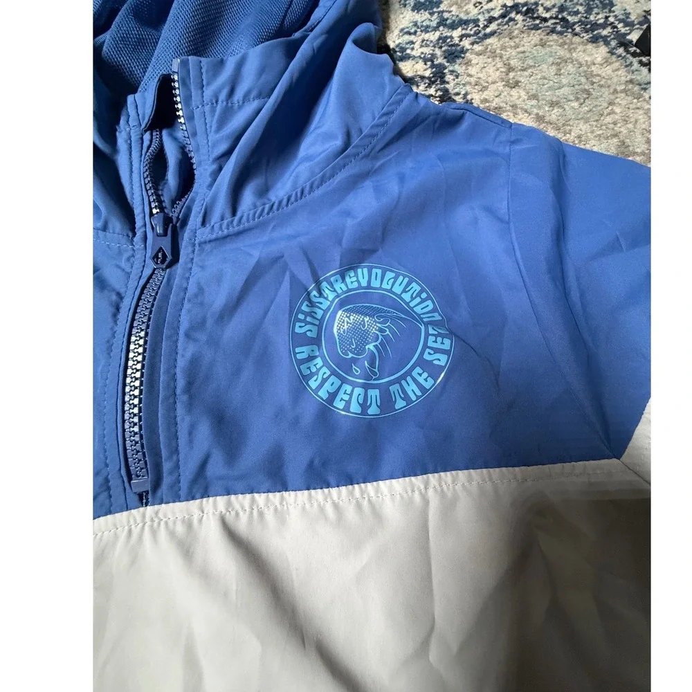 Sisstrevolution Respect The Sea Colorblock Windbreaker Pullover Jacket Blue XS